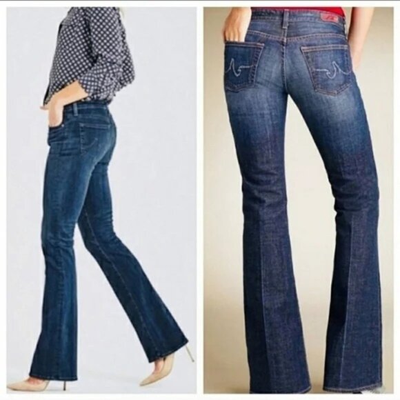 AG Jeans ‘The Club’ Stretch Flare Dark Wash Low Rise Size 26R - Picture 1 of 8